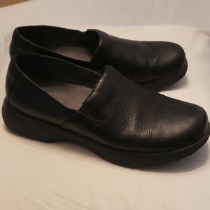 Dansko black leather loafers, women's